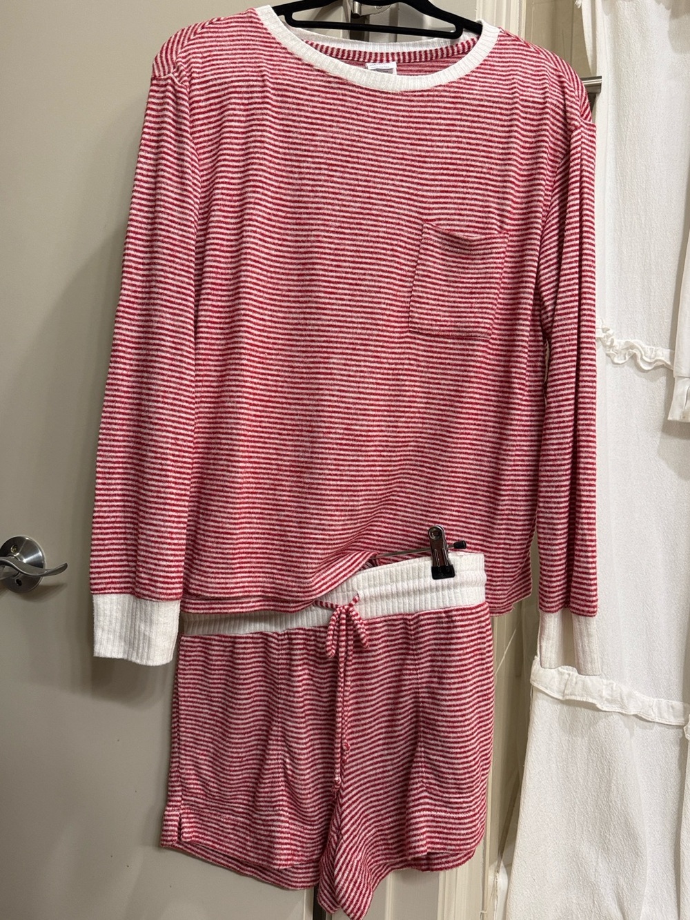 stars above Red and White Stripe Kids Pajama Set - Long Sleeve Top & Shorts